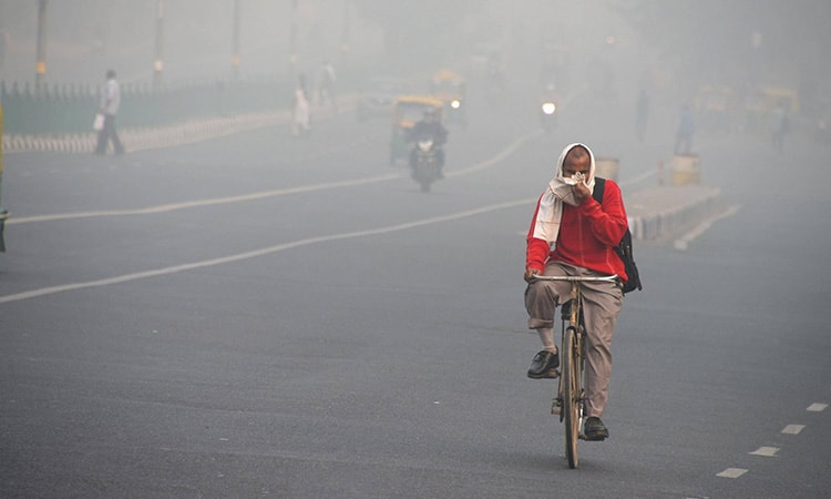 Hiện tượng sương mù do ô nhiễm ở New Delhi. Ảnh: Dominique Faget/Getty Images