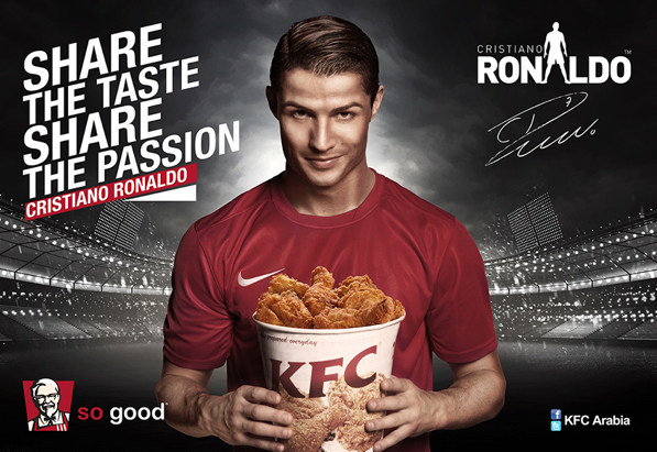 Cầu thủ bóng đá Ronaldo quảng cáo... gà rán KFC