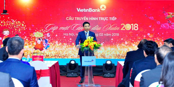 Nguyễn Văn Thắng - Ủy viên Dự khuyết Ban Chấp hành Trung ương Đảng, Đại biểu Quốc hội, Bí thư Đảng ủy, Chủ tịch HĐQT VietinBank phát biểu chúc Tết