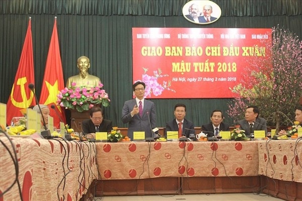 Phó Thủ tướng Vũ Đức Đam tại cuộc họp giao ban báo chí đầu xuân ngày 27/2.