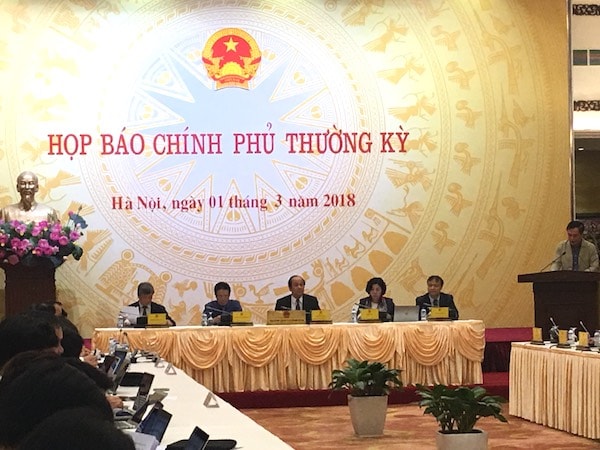 Phiên họp báo Chính phủ thường kỳ tháng 2/2018.