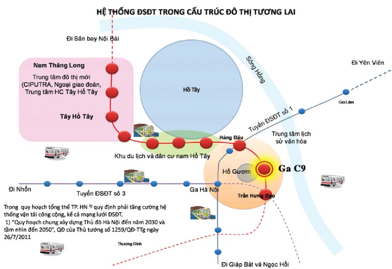 Tuyến đường sắt đô thị TP Hà Nội số 2, đoạn Nam Thăng Long - Trần Hưng Đạo. Ảnh: MRB