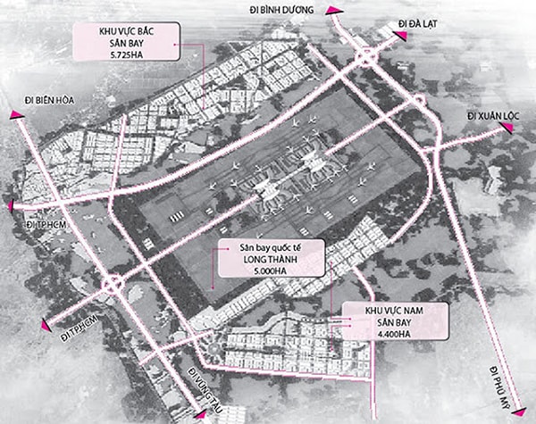 p/Sơ đồ cơ cấu phân vùng chức năng sân bay Long Thành. Nguồn: Sở Xây dựng Đồng Nai