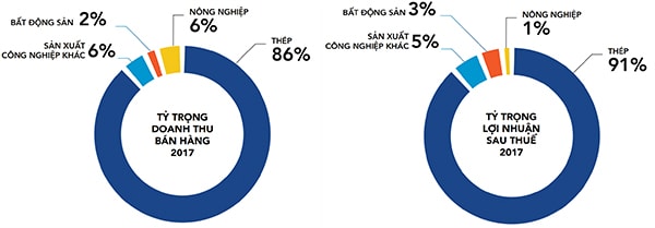 p/Tỷ trọng doanh thu - lợi nhuận của các ngành tại Tập đoàn Hòa Phát - BCTN HPG 2017