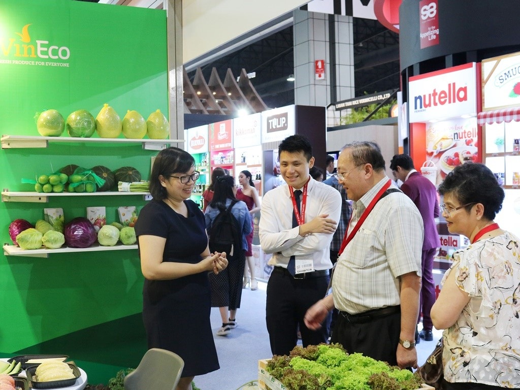 Gian hàng của VinEco tại hội chợ Thaifex (tháng 5/2018) gây ấn tượng cũng như tạo thiện cảm với khách hàng