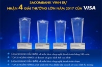 Sacombank nhận 4 giải thưởng lớn của tổ chức thẻ Visa