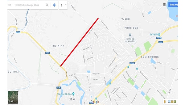 Tuyến đường H2 có chiều dài hơn 1,39km có điểm đầu từ đường Kinh Dương Vương, điểm cuối giao với TL.286 tại phường Kinh Bắc, thành phố Bắc Ninh (Ảnh từ Google map).