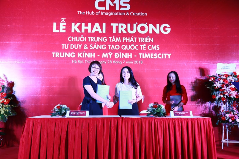 Tại buổi lễ, CMS Việt Nam đã ký thỏa thuận hợp tác với 2 trường mầm non lớn tại Hà Nội