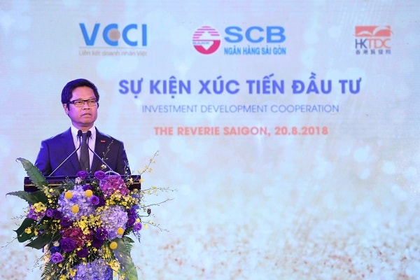 TS Vũ Tiến Lộc -Chủ tịch Phòng Thương mại và Công nghiệp Việt Nam (VCCI) phát biểu khai mạc sự kiện kết nối-xúc tiến đầu tư hạ tầng tháng 8/2018