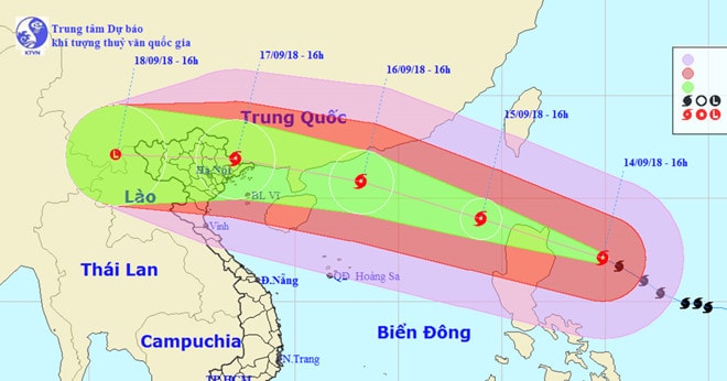 Hình ảnh khả năng di chuyển của bão số 6, tên quốc tế Mangkhut