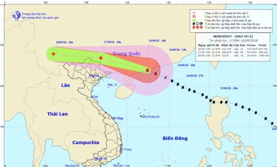 Đường đi và vị trí cơn bão số 6.