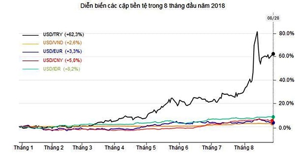 p/Diễn biến các cặp tiền tệ trong 8 tháng đầu năm 2018.