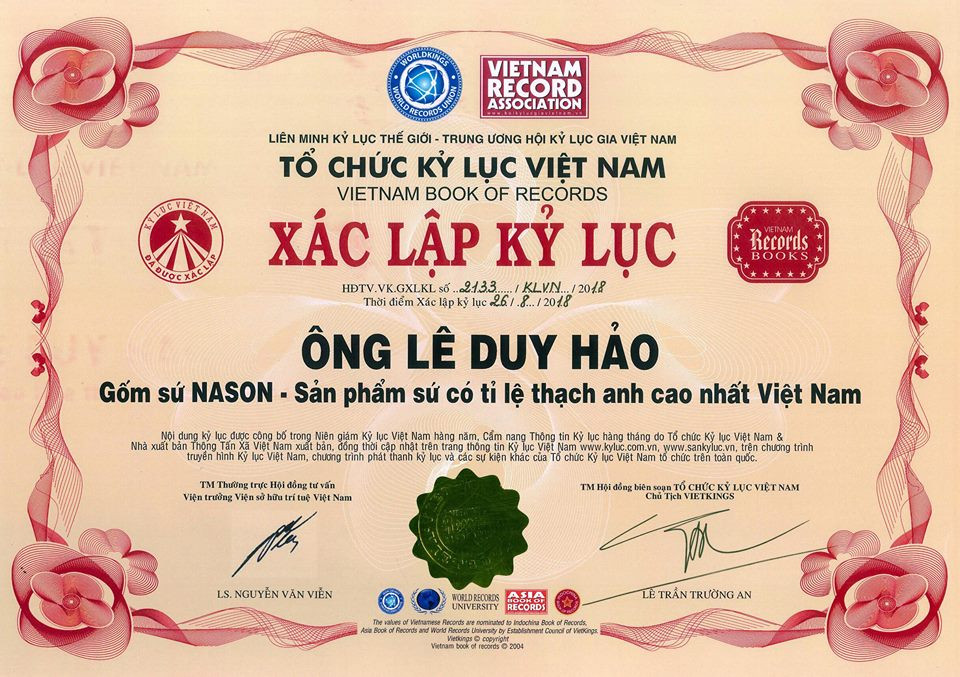 Chứng nhận kỷ lục Quốc gia