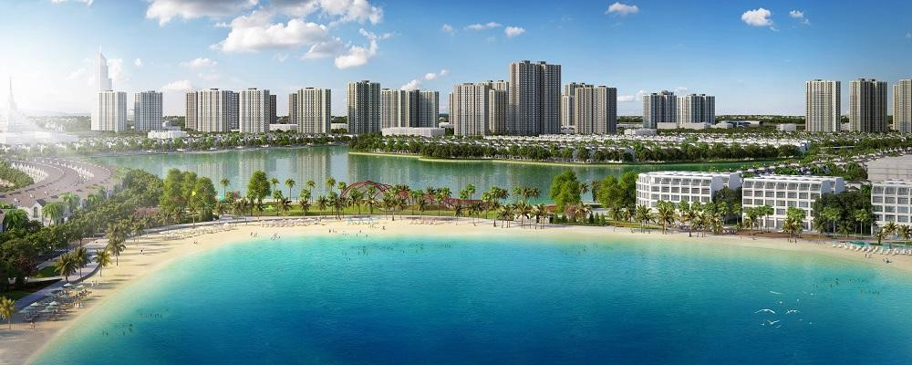 Hình ảnh biển hồ nước mặn 6,1 ha tại VinCity Ocean Park đang được lên phương án triển khai