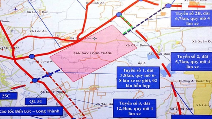 Sơ đồ khu vực sân bay Long Thành - Ảnh Gia Khánh