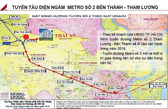 Sơ đồ đường đi của tuyến metro số 2. Ảnh: BQL Đường sắt đô thị TP HCM.