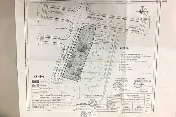 Ảnh nhỏ: Sơ đồ quy hoạch dự án Trung tâm chăm sóc người cao tuổi của công ty CP Hùng Vỹ.