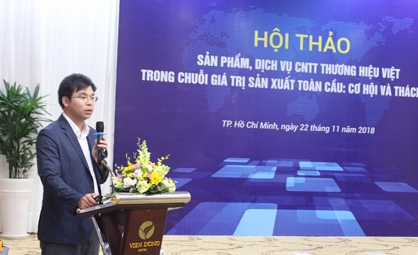 Ông Nguyễn Anh Tuấn, quản lý đối ngoại Tập đoàn Sam Sung chia sẽ tại hội thảo