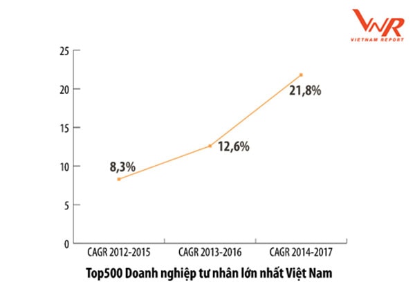 CAGR bình quâncủa Top 500 DN tư nhân lớn nhất Việt Nam giai đoạn 2012 - 2017 