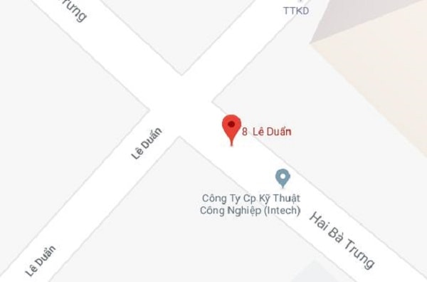 Vị trí khu đất vàng 8-12 Lê Duẩn thể hiện trên Google map