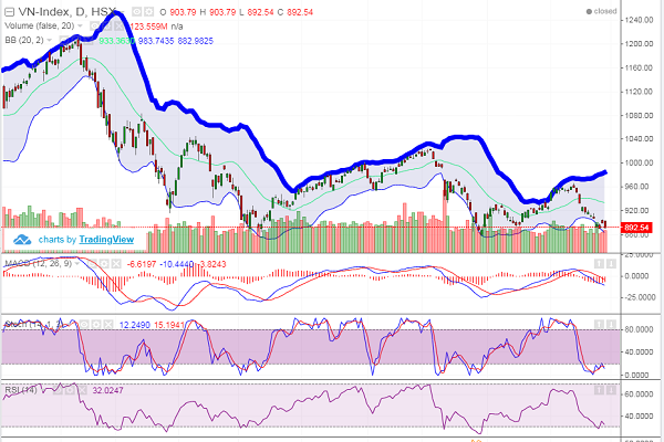 Trong phiên giao dịch cuối cùng của năm 2018, chỉ số VN-Index giảm gần 8,3 điểm chốt phiên ở mức 892,54 điểm.