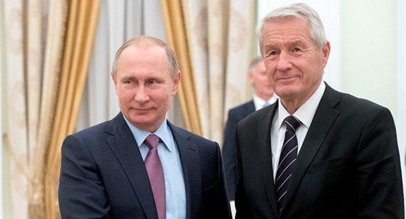 Tổng thống Nga Vladimir Putin và Tổng thư ký PACE Thorbjørn Jagland.