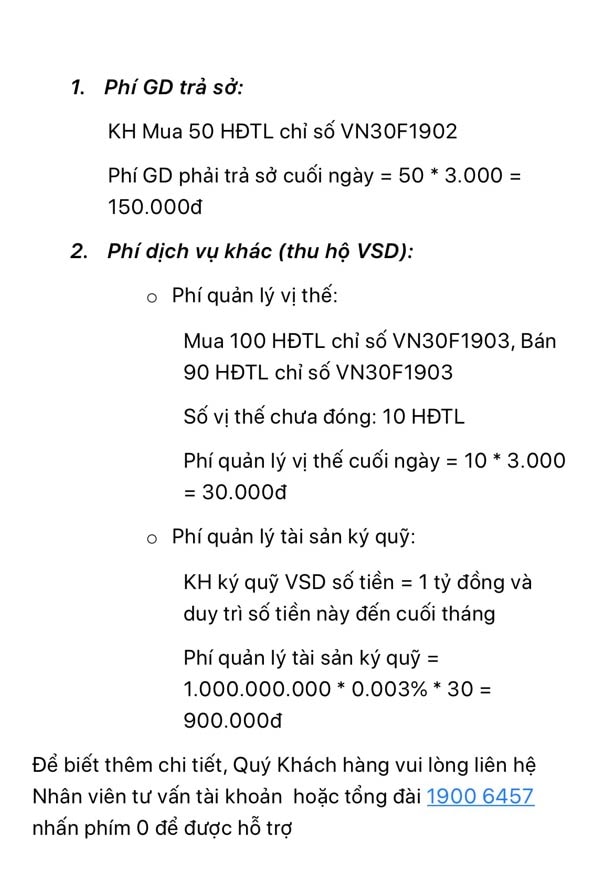 Biểu phí giao dịch chứng khoán phái sinh áp dụng từ 15/2