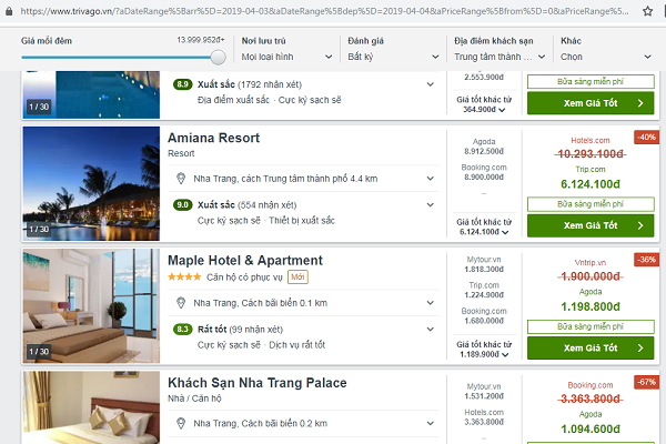 Nhiều trang web rao bán giá phòng rất thấp so với giá niêm yết