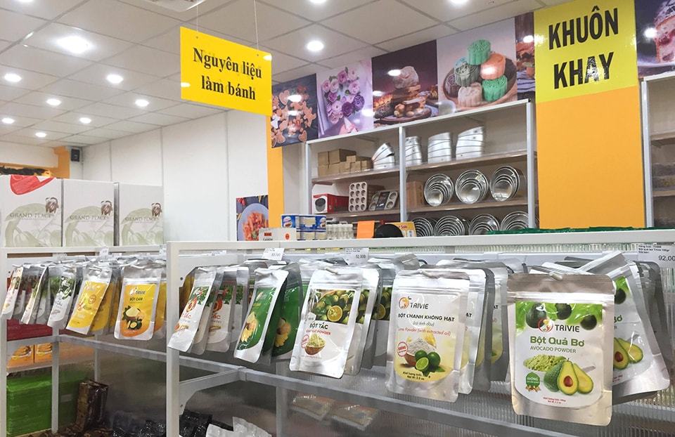 Bột trái cây lên kệ siêu thị.