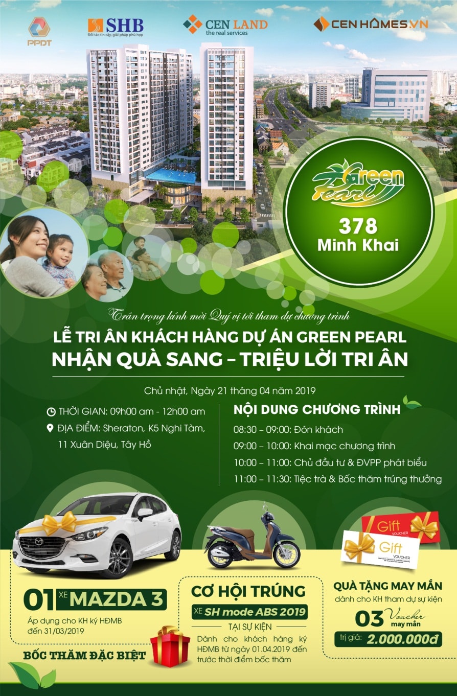 “Nhận quà sang – triệu lời tri ân” cùng Green Pearl 378 Minh Khai với quà tặng lên tới gần 1 tỷ đồng