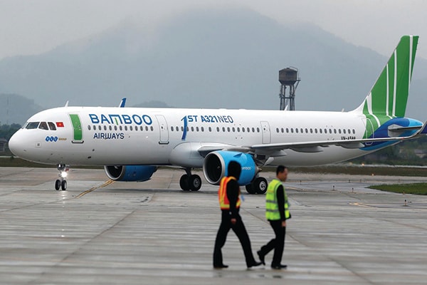 p/Máy bay Airbus A321 Neo của Bamboo Airways tại cảng Hàng không Quốc tế Nội Bài