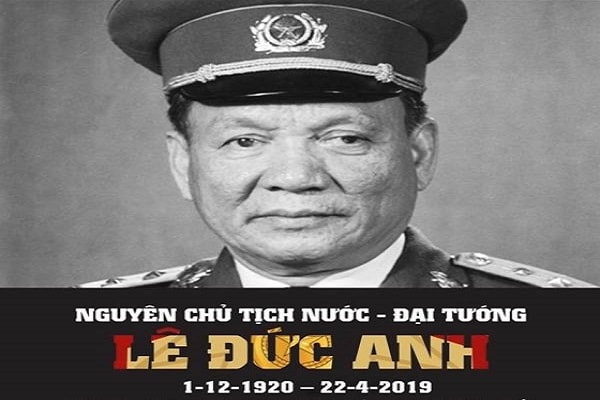 Để tỏ lòng tưởng nhớ nguyên Chủ tịch nước, đại tướng Lê Đức Anh, Ban Chấp hành T.Ư Đảng, Quốc hội, Chủ tịch nước, Chính phủ nước CHXHCN VN... quyết định tổ chức tang lễ theo nghi thức Quốc tang và Tổng bí thư, Chủ tịch nước Nguyễn Phú Trọng làm Trưởng ban lễ tang.