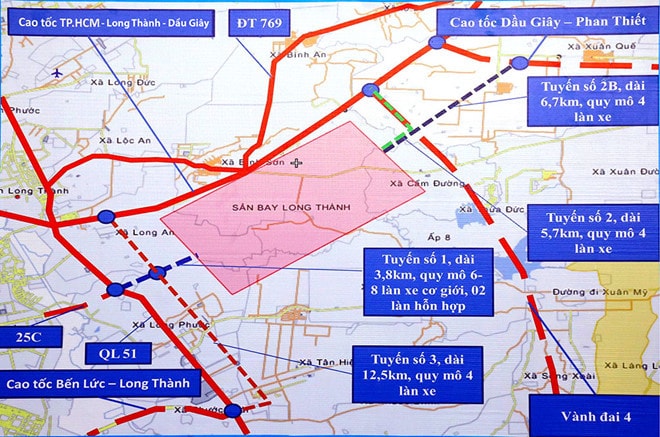 Những trục đường chính vào sân bay Long Thành đang được bàn bạc để trình Chính phủ. (Nguồn ảnh: Theo Thanh niên)