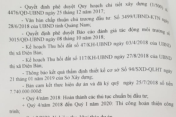 Các văn bản pháp lý liên quan đến dự án Khu dân cư 2A