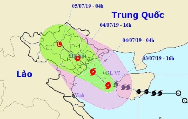 Hướng đi của cơn bão số 2