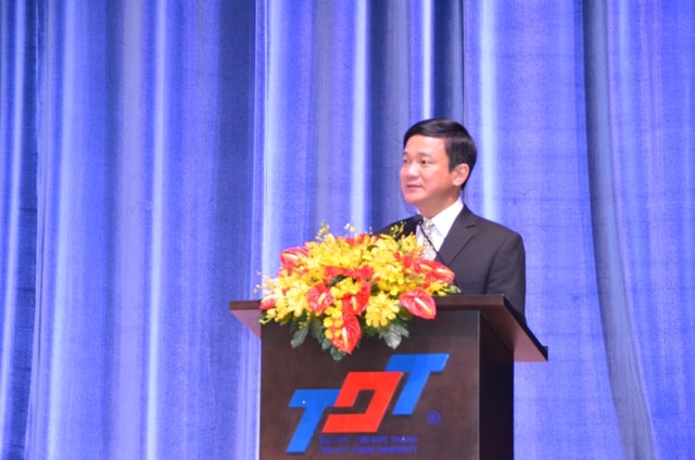 GS. Lê Vinh Danh - Hiệu trưởng Trường Đại học Tôn Đức Thắng, Đồng Chủ tịch FMA 2019 phát biểu Khai mạc Hội nghị.