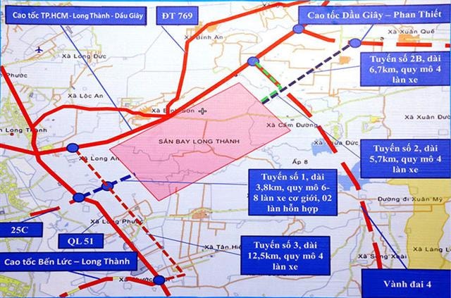 Những trục đường chính vào sân bay Long Thành đang được bàn bạc để trình Chính phủ (Nguồn ảnh: Báo Thanh niên)