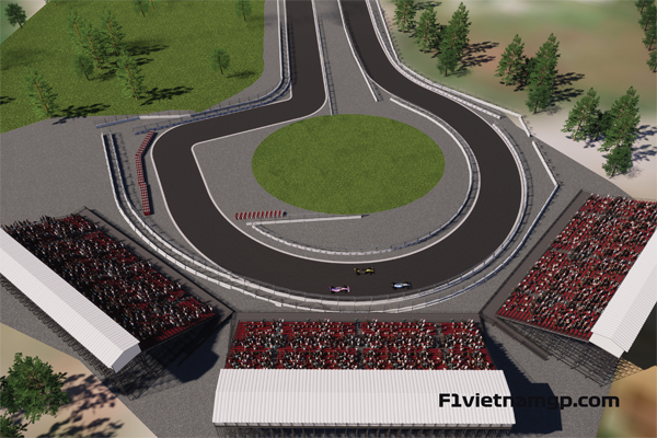 F1 Hanoi Race Track - 3D Render_9.2 ảnh mô tả vị trí khán đài khu vực khúc cua 7-8 góc chụp 90 độ