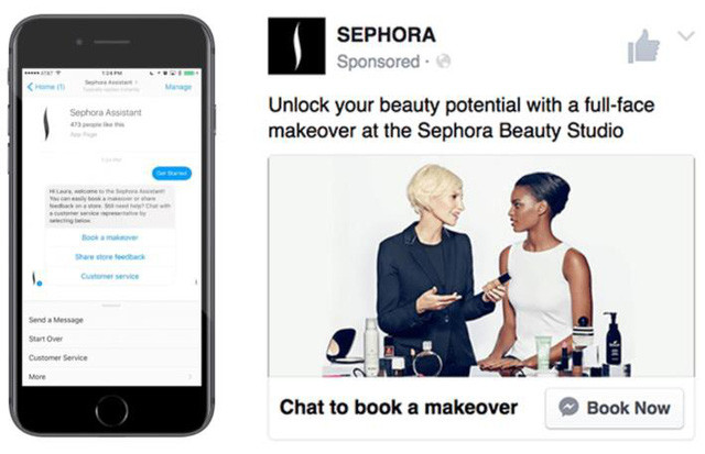 Chatbot và Messenger của Sephora.