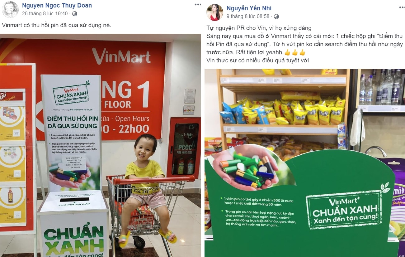 Nhiều khách hàng thích thú chụp hình checkin tại các điểm “Chuẩn xanh” của siêu thị VinMart và VinMart+