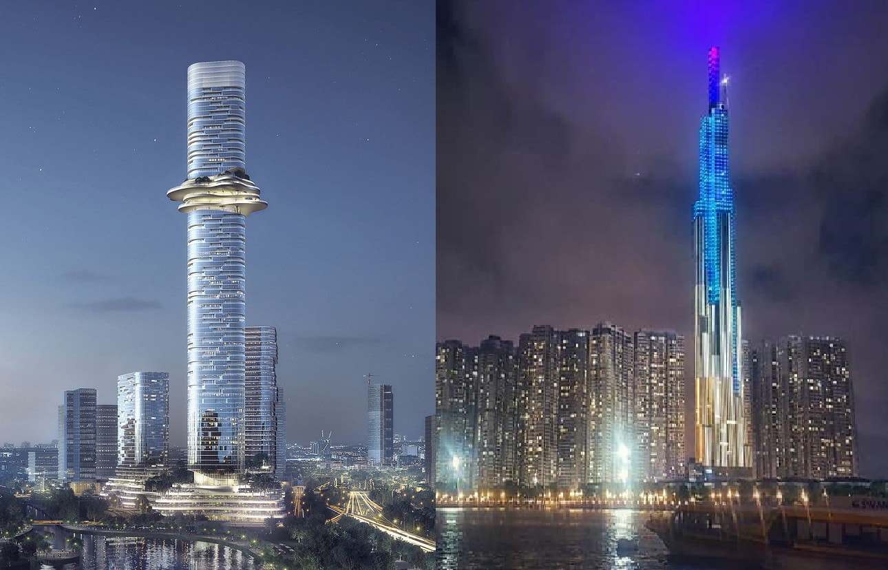 Empire 88 Tower (trái) và Landmark 81 (phải).