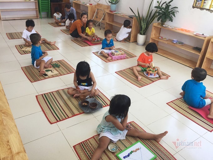 Lớp học theo phương pháp Montessori.