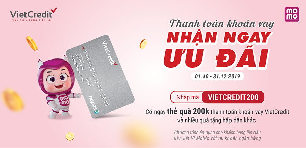 Ví MoMo hiện là một trong các kênh thanh toán chính thức và tiện lợi của VietCredit