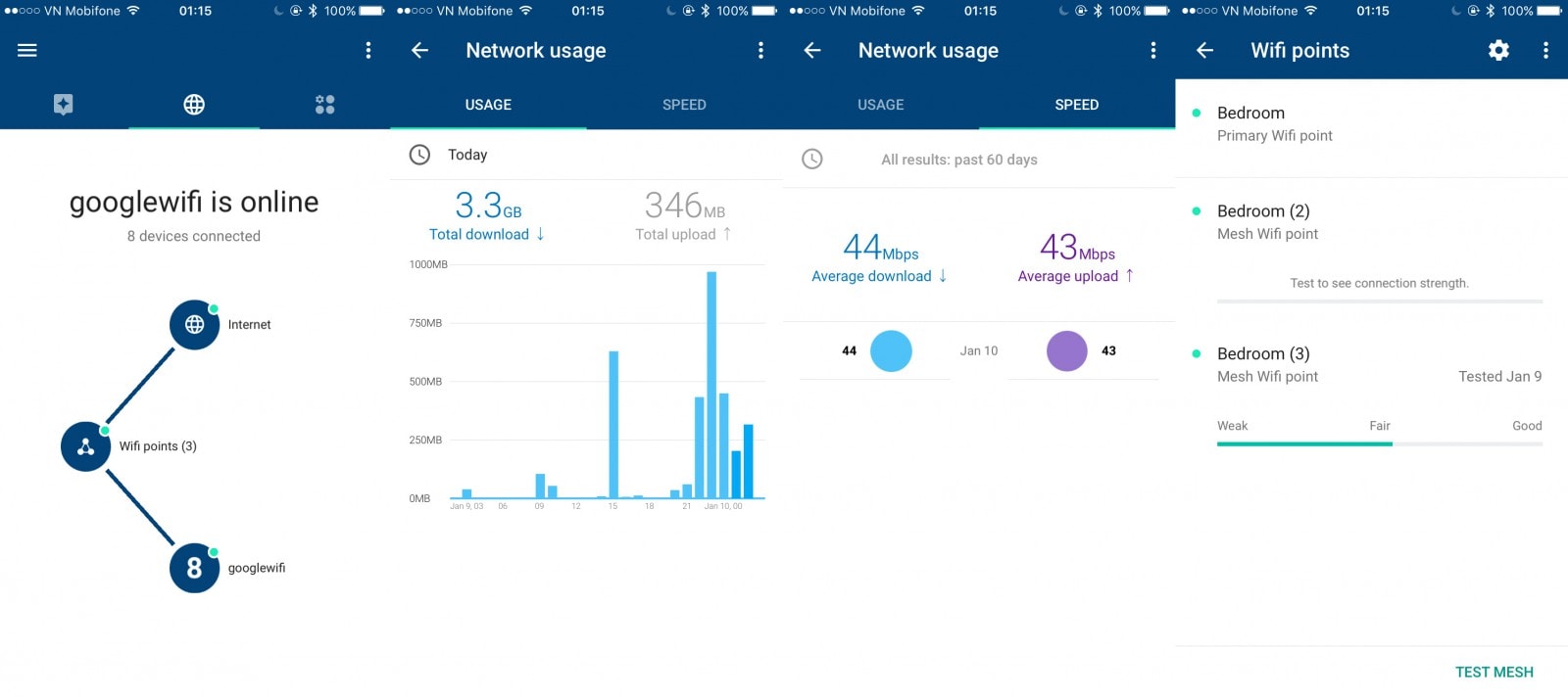 Các bộ sản phẩm Mesh Wi-Fi đều có ứng dụng quản lý thiết bị kết nối và hướng dẫn cài đặt cho người dùng phổ thông.