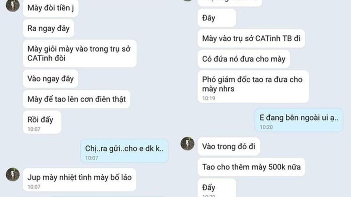 dòng tin nhắn được cả nữ trung tá công an và tài xế 