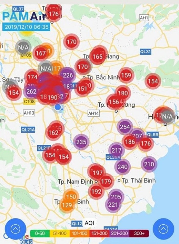 Ô nhiễm không khí đã lan rộng ra khắp khu vực đồng bằng Bắc Bộ.