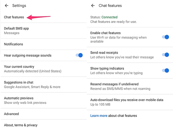 Các bước thiết lập cài đặt cho Chat.