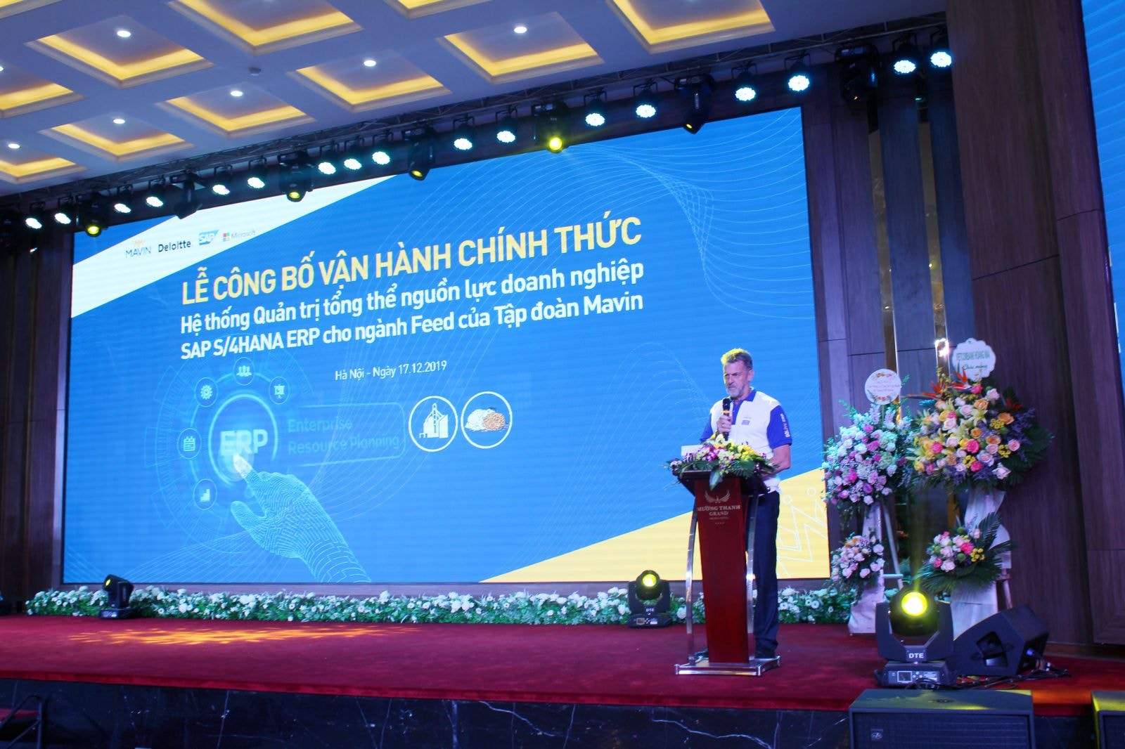 Ông David John Whitehead, Chủ tịch tập đoàn Mavin phát biểu lại Lễ công bố vận hành chính thức Hệ thống quản trị nguồn lực doanh nghiệp ERP SAP S4HANA cho ngành thức ăn chăn nuôi