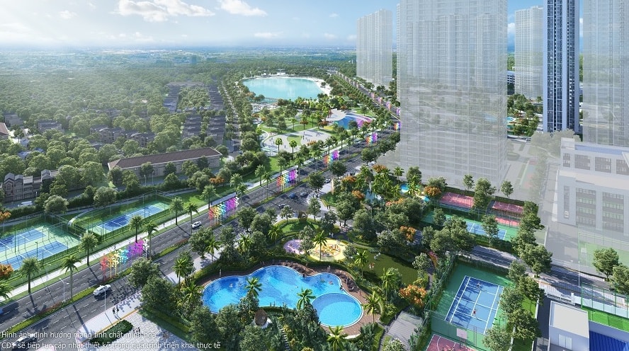 Tầm nhìn trực diện công viên trung tâm thoáng mát từ các khu căn hộ Sapphire 4