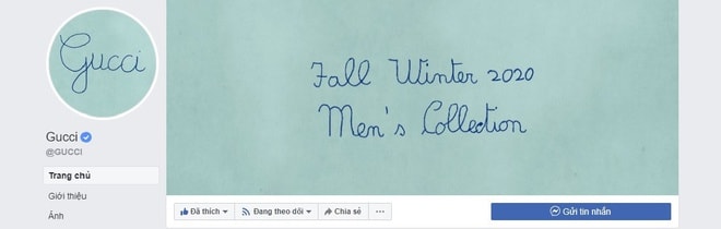 Logo và ảnh cover trên trang facebook của Gucci